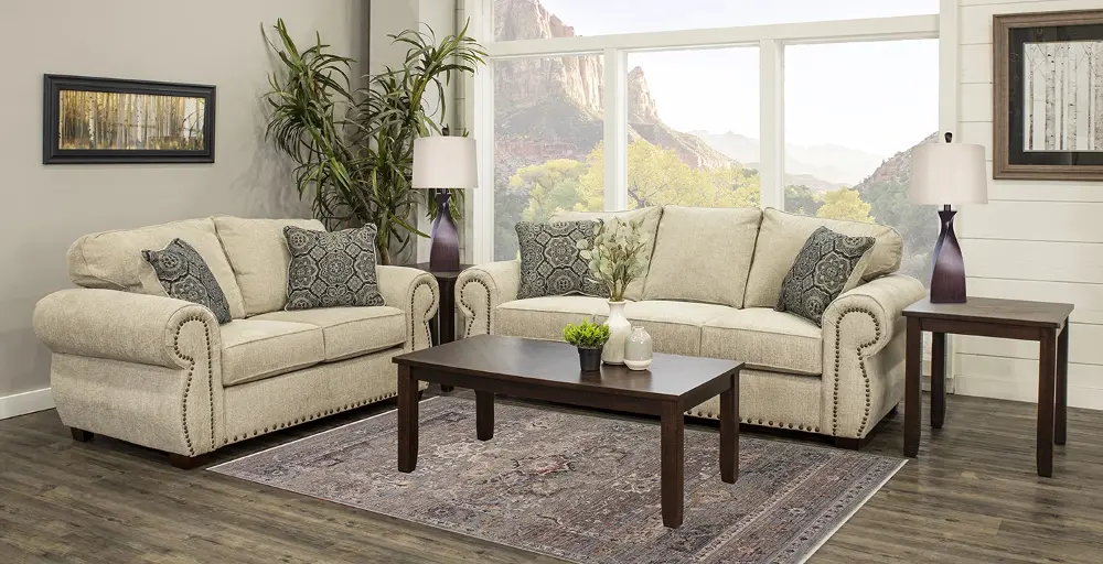 Southport Brown 7 Piece Living Room Set with Sofa Bed-1
