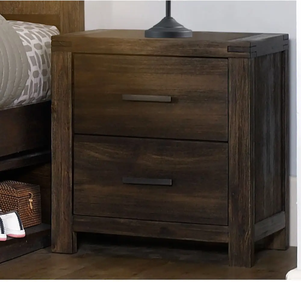 Rustic Contemporary Brown Nightstand - St. Croix-1