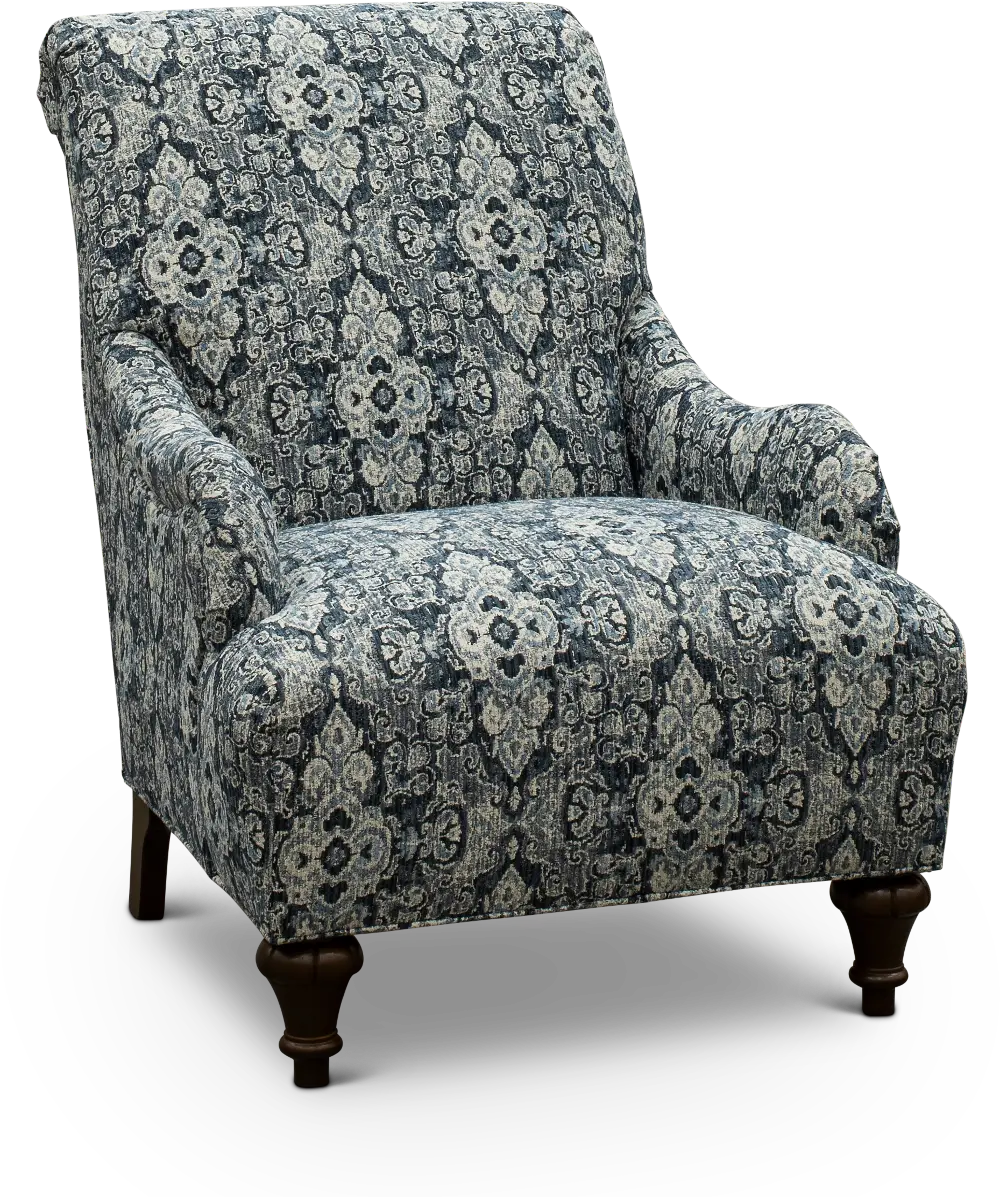 Traditional Indigo Blue Floral Accent Chair - Kelsey-1