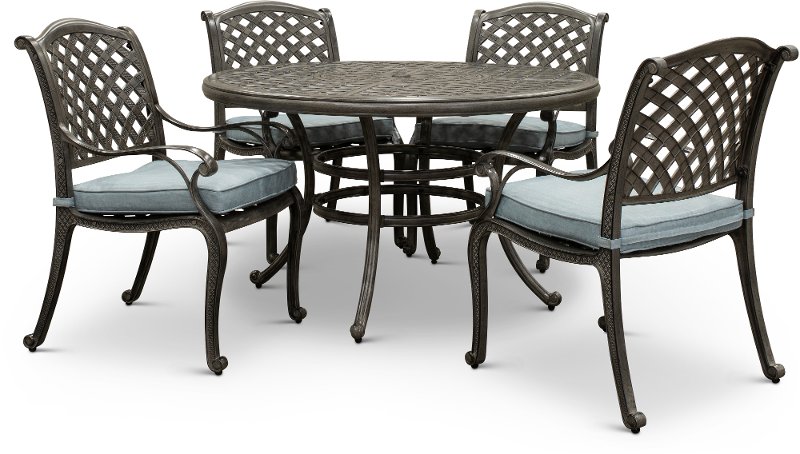 Gray Metal 5 Piece Round Patio Dining Set Macan Rc Willey - Round Patio Cover Sets