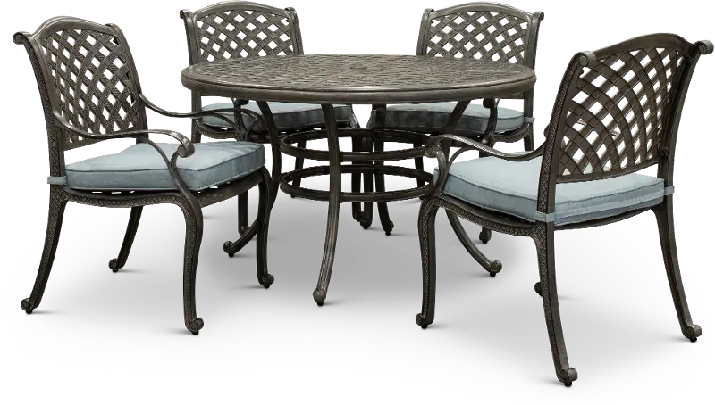 Macan 5 Piece Gray Round Patio Dining Set