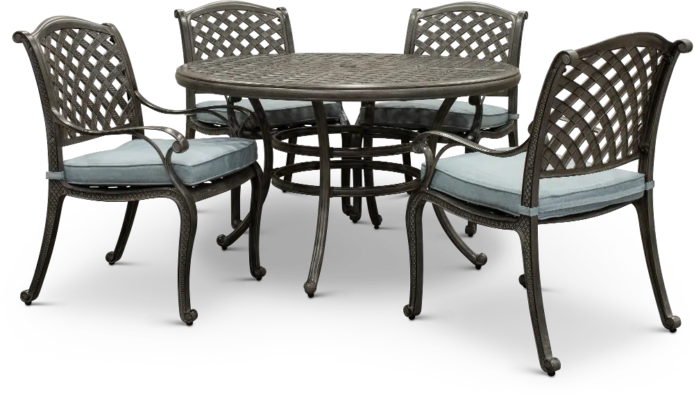 Macan Gray Metal 5 Piece Round Patio Dining Set-1