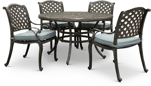 Macan Gray Metal 5 Piece Round Patio Dining Set Rc Willey 5 Piece Round Patio Dining Set, Gray Metal Outdoor Dining Chairs