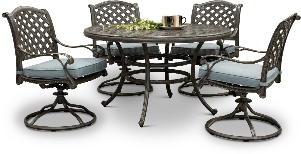 Macan Gray and Blue 5 Piece Patio Dining Set