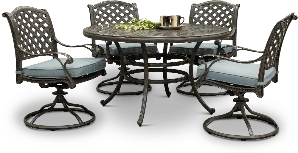 Macan Gray and Blue 5 Piece Patio Dining Set-1