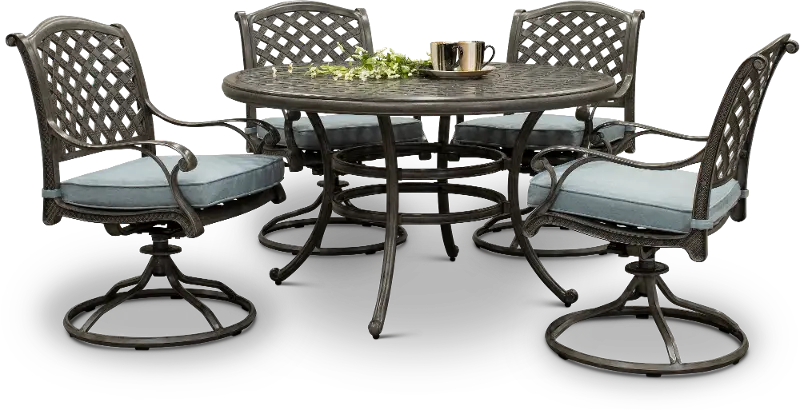 Macan Gray and Blue 5 Piece Patio Dining Set