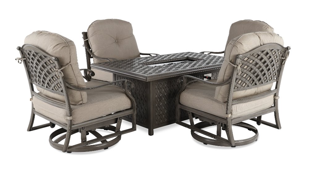 Macan 5 Piece Gray Patio Fire Pit Dining Set