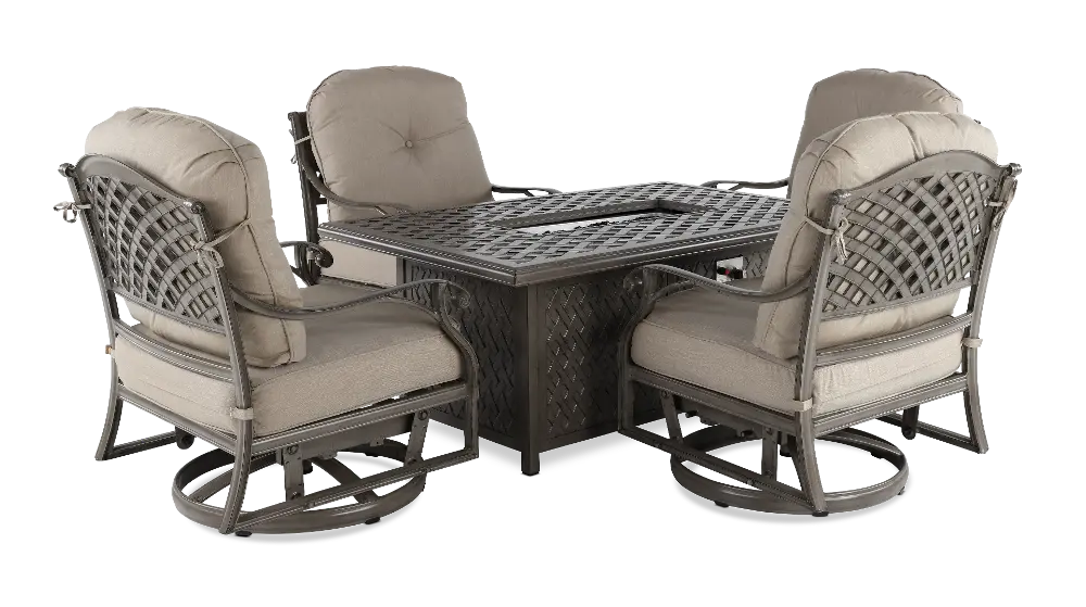Macan 5 Piece Gray Patio Fire Pit Dining Set-1