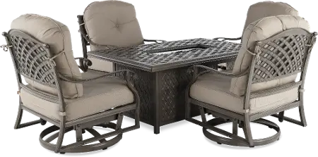 Macan Traditional Patio Fire Pit Set, Fire Pit And Chairs Set