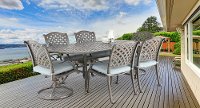 Gray Metal 7 Piece Outdoor  Patio  Dining Set Macan  RC 