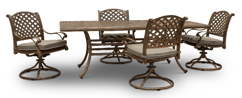 Traditional Patio 5 Piece Dining Set Castle Swivel Traditional Patio 5 Piece Dining Set Castle Swivel