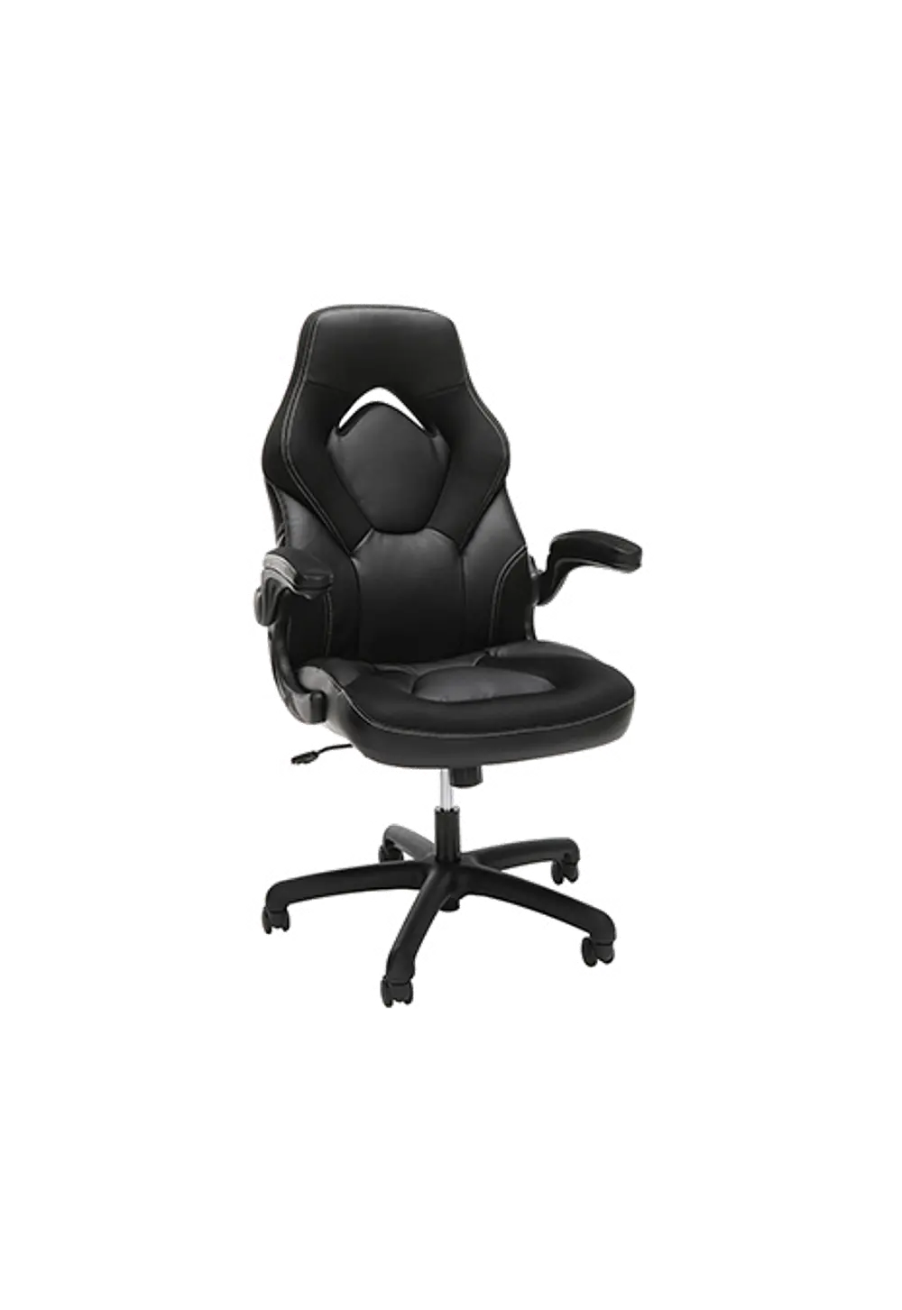Black and Black Racing Style Leather Gaming Chair - Essentials-1