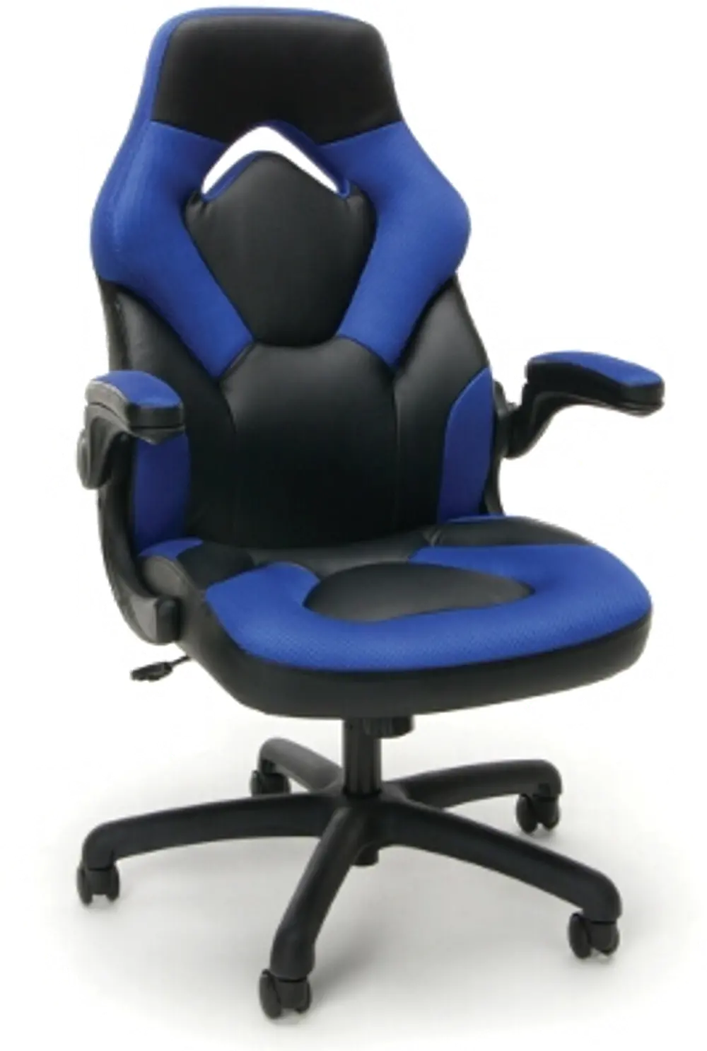 Blue and Black Racing Style Leather Gaming Chair - Essentials-1