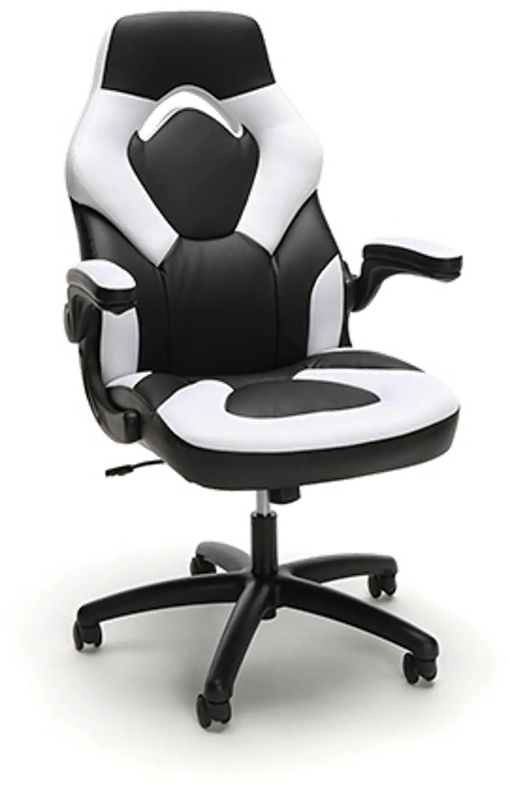 White and Black Racing Style Leather Gaming Chair - Essentials-1