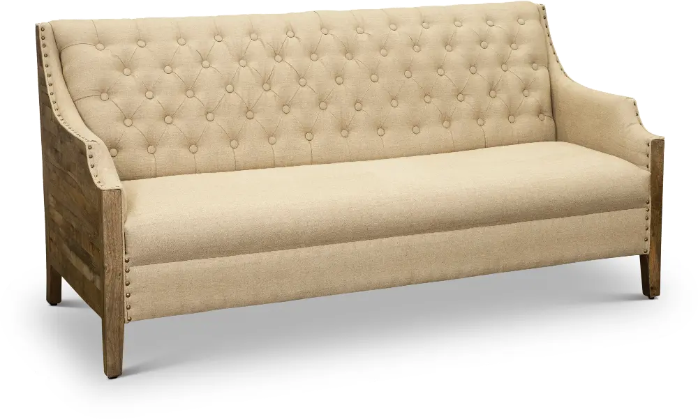 Sullinger Beige Settee with Exposed Wood Sides-1
