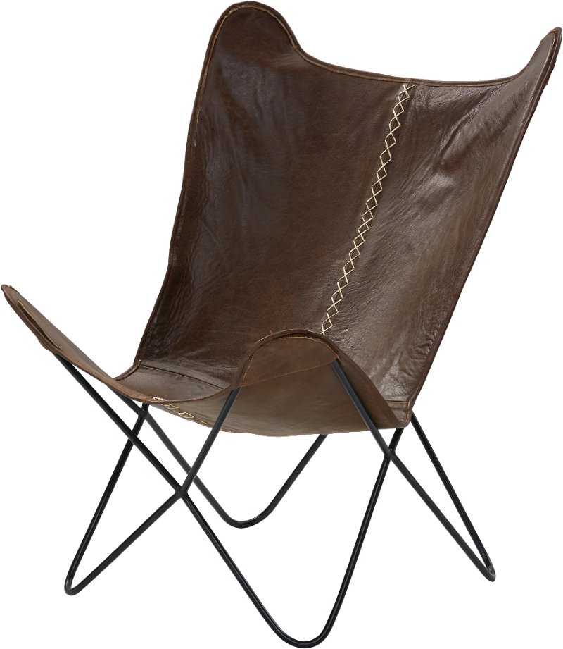 Brown Leather Accent Chair With Black, Leather And Metal Chair