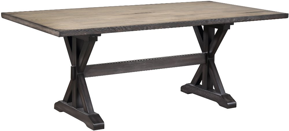 Farmhouse Sand and Black Trestle Dining Room Table - Orlando