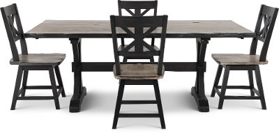 Farmhouse Sand And Black 6 Piece Dining Set With Bench Orlando