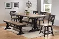 Orlando Farmhouse Sand and Black 6 Piece Dining Set with Bench