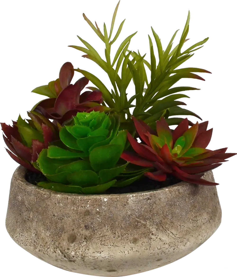 9 Inch Multi Color Faux Succulent Garden Arrangement In Ceramic Pot-1