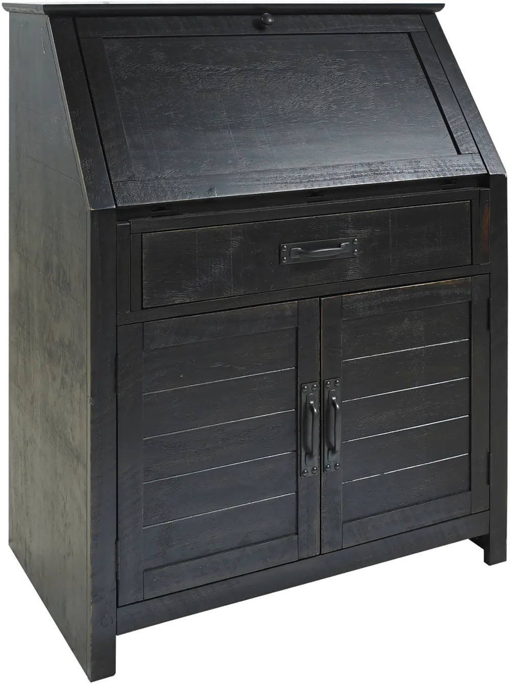 Traditional Drop Lid Home Home Office Desk - Distressed Black-1