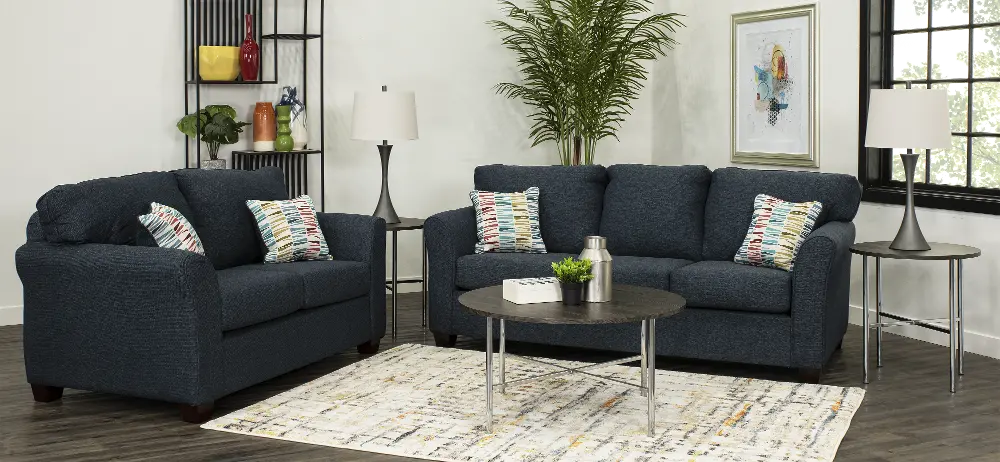 Wall St. Blue 7 Piece Living Room Set with Sofa Bed-1