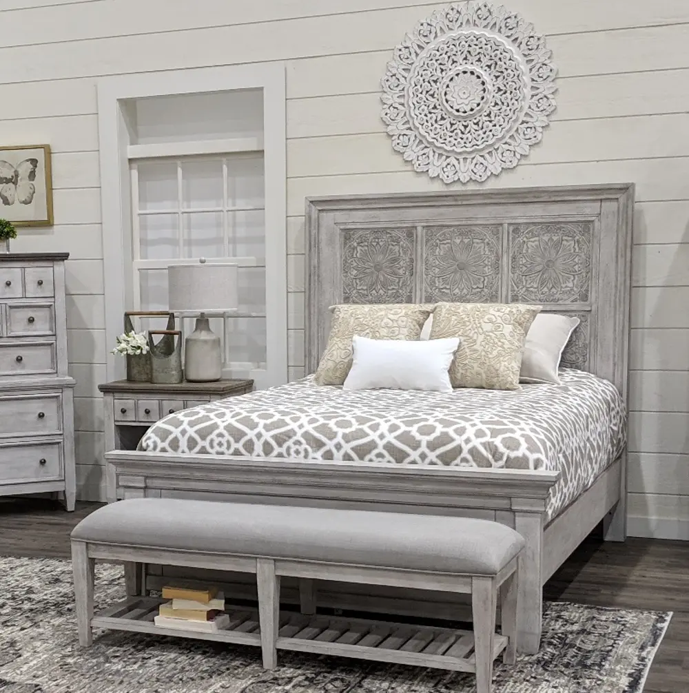 Heartland Antique White King Bed-1