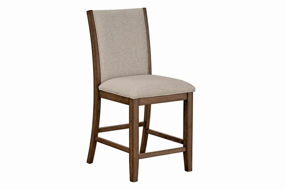 Walnut and Cream Upholstered Counter Height Stool - Zayden-1