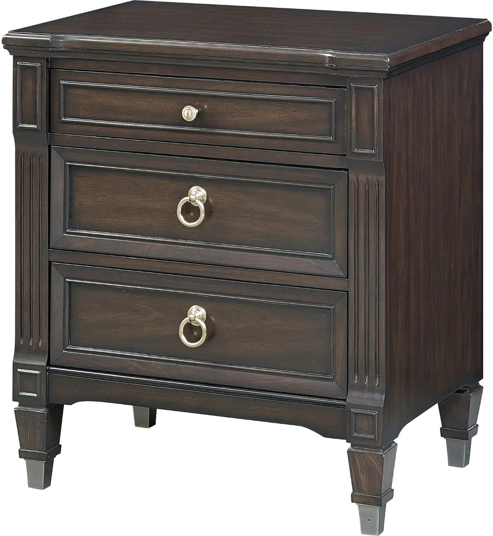 Traditional Walnut Brown Nightstand - Valley View-1