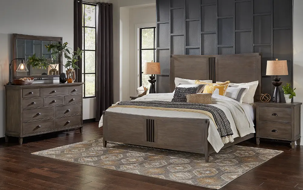 Classic Gray 4 Piece King Bedroom Set - Mount Holly-1