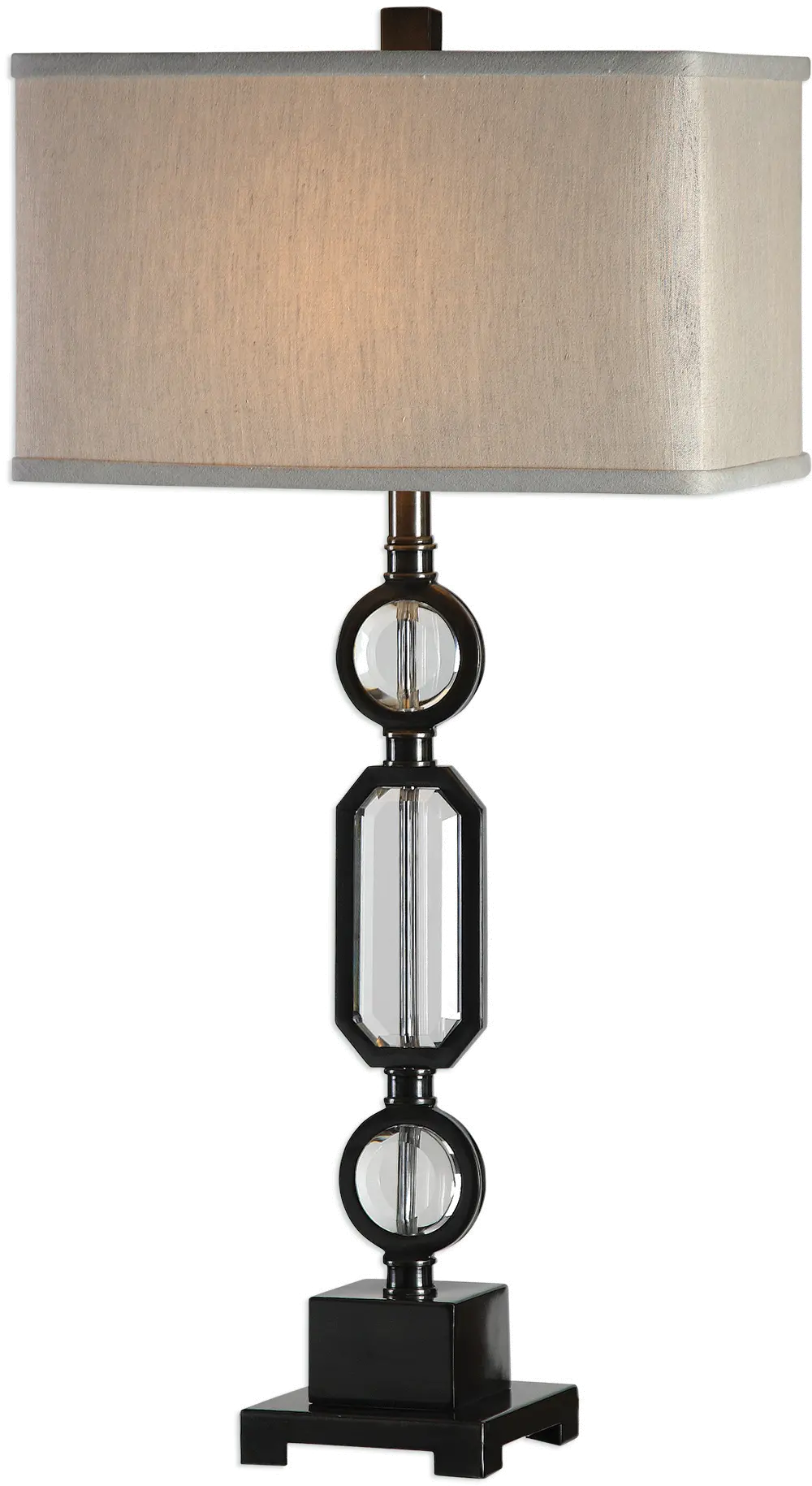 Gun Metal Bronze and Crystal Table Lamp-1