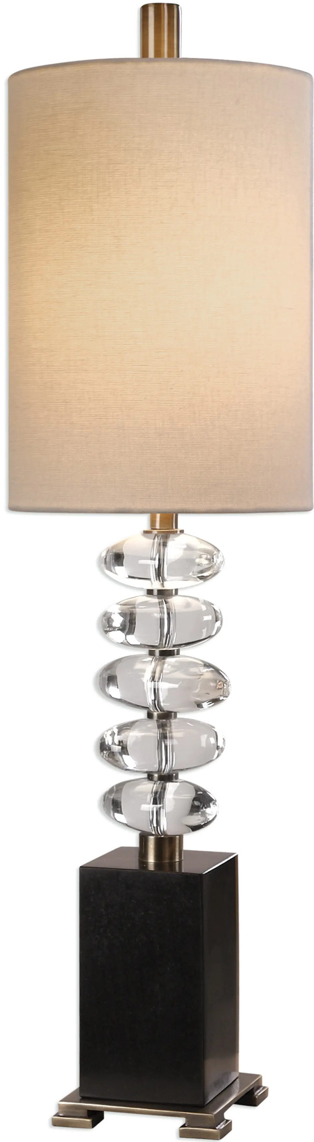 Stacked Crystal and Antique Brass Steel Table Lamp-1