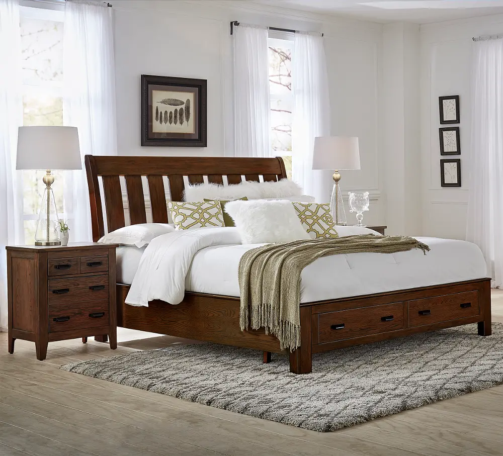 Country Roads Brown Queen Storage Bed-1