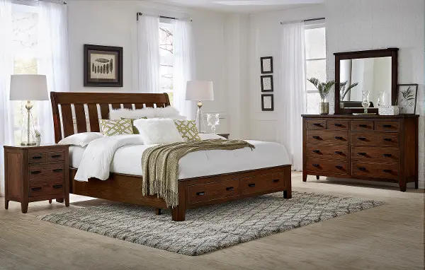 Country Roads Brown 4 Piece King Bedroom Set Rc Willey King Bedroom Set, King Bed Sets Clearance