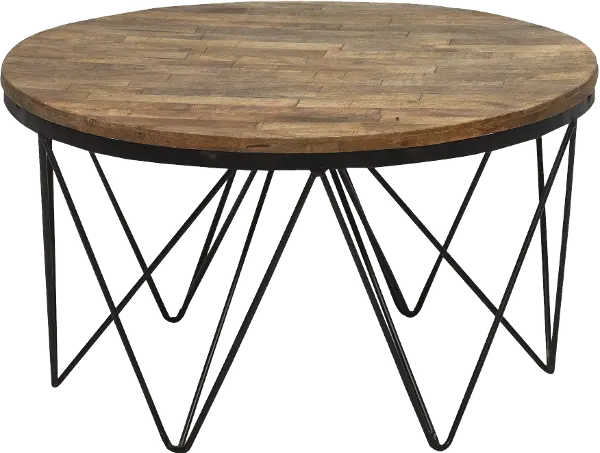 Aubrey Reclaimed Wood Round Coffee Table With Hairpin Metal Legs Rc Willey Aubrey Reclaimed Wood Round Coffee, Circle Wood And Metal Coffee Table