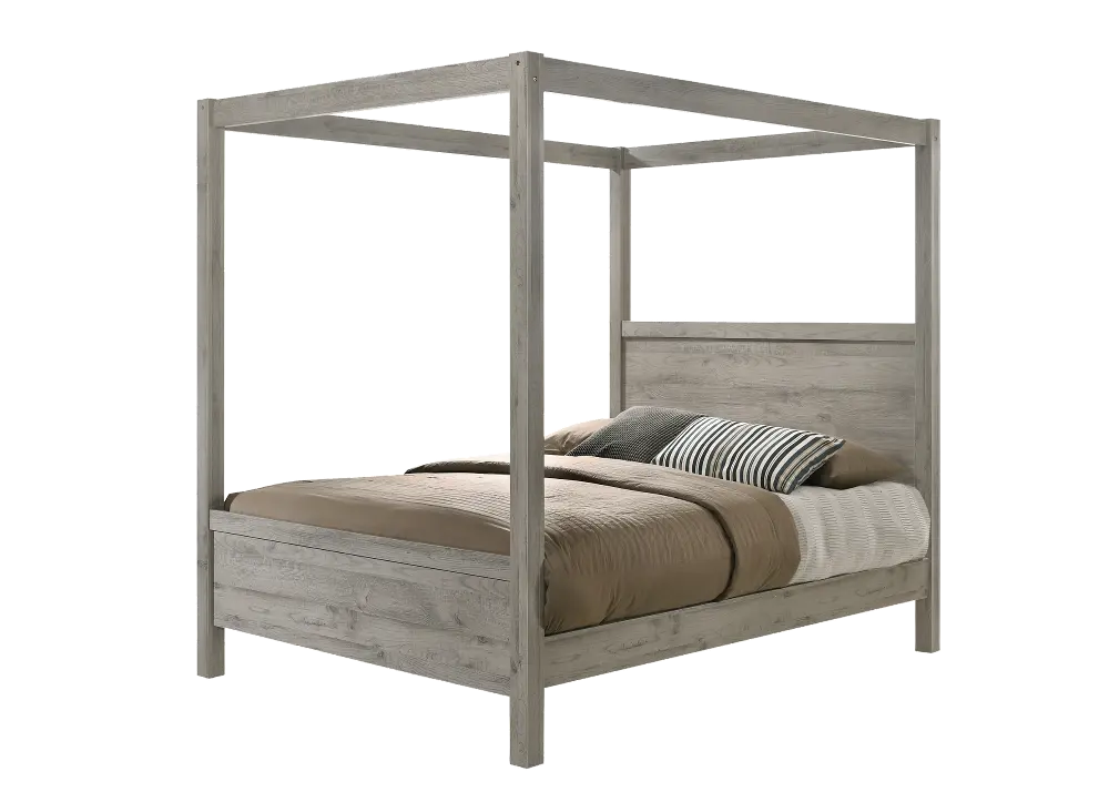 Modern Light Gray King Canopy Bed - Alix-1
