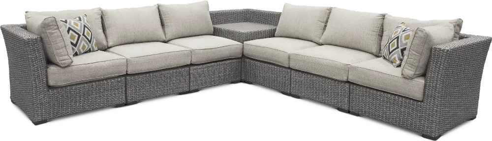 Tahoe Gray Wicker 7 Piece Patio Sectional with Storage-1
