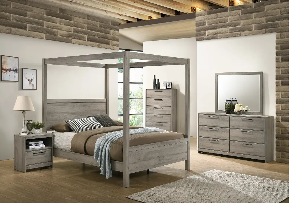 Modern Light Gray 4 Piece Twin Bedroom Set - Alix-1