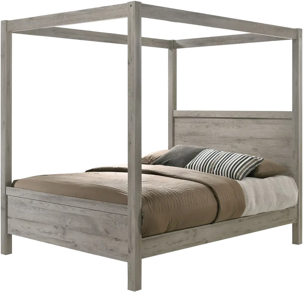 Modern Light Gray Twin Canopy Bed - Alix-1