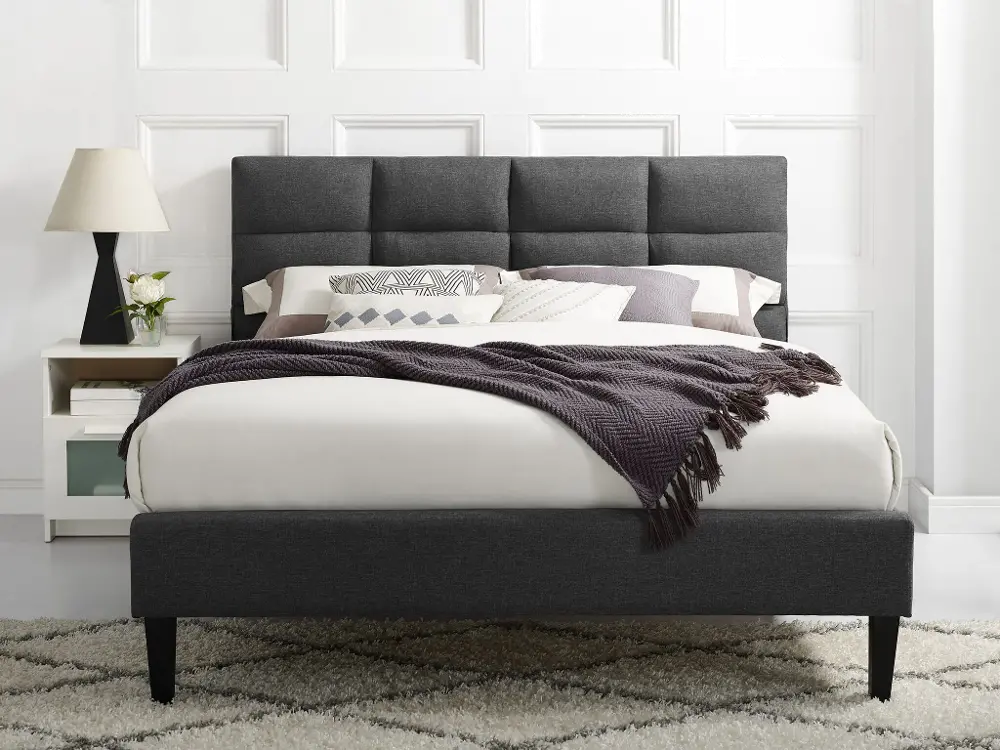 SA-ZOYFBGU2515 Modern Gray Upholstered Full Platform Bed - Charlotte-1