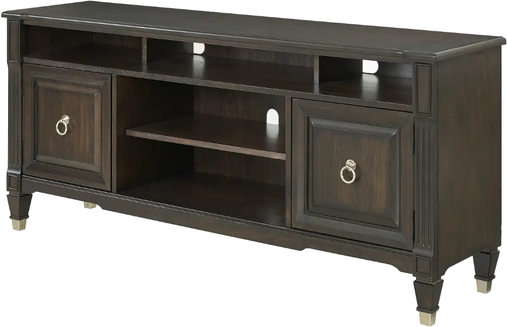 66 Inch Transitional Walnut TV Stand - Valley View-1