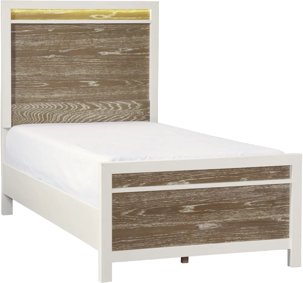 Modern White and Oak Twin Bed - Brampton-1