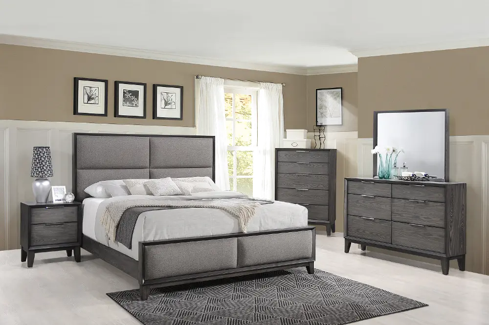 Contemporary Ash Gray 4 Piece King Bedroom Set - Florian-1