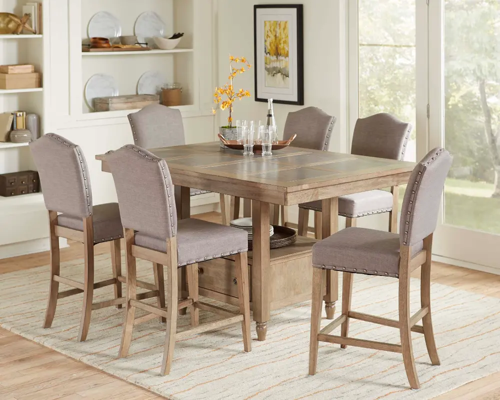 Brown and Gray 5 Piece Counter Height Dining Set - Keystone-1
