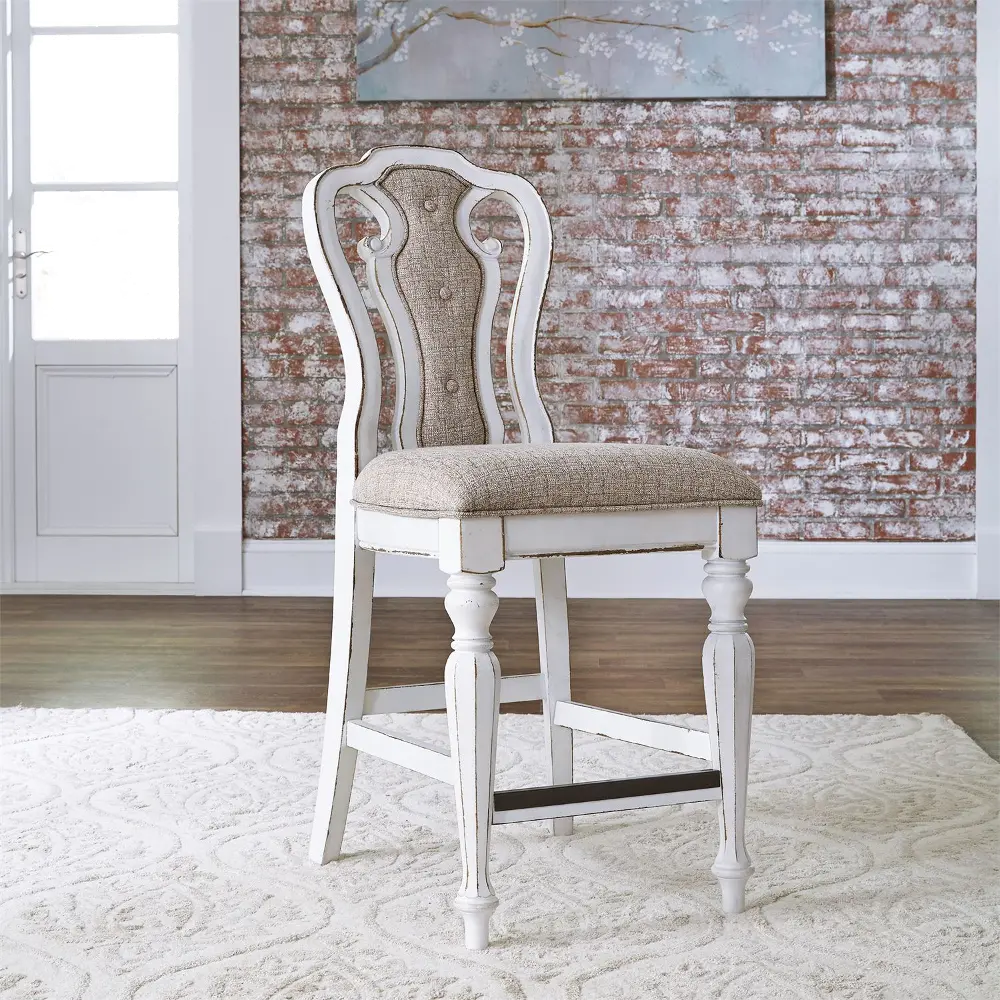 Magnolia Manor Antique White and Ivory Counter Height Stool-1