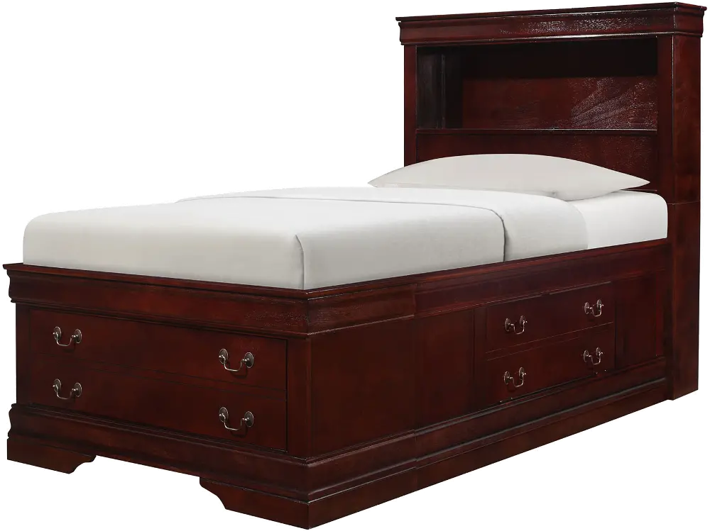Classic Cherry Twin Storage Bed - Bordeaux-1