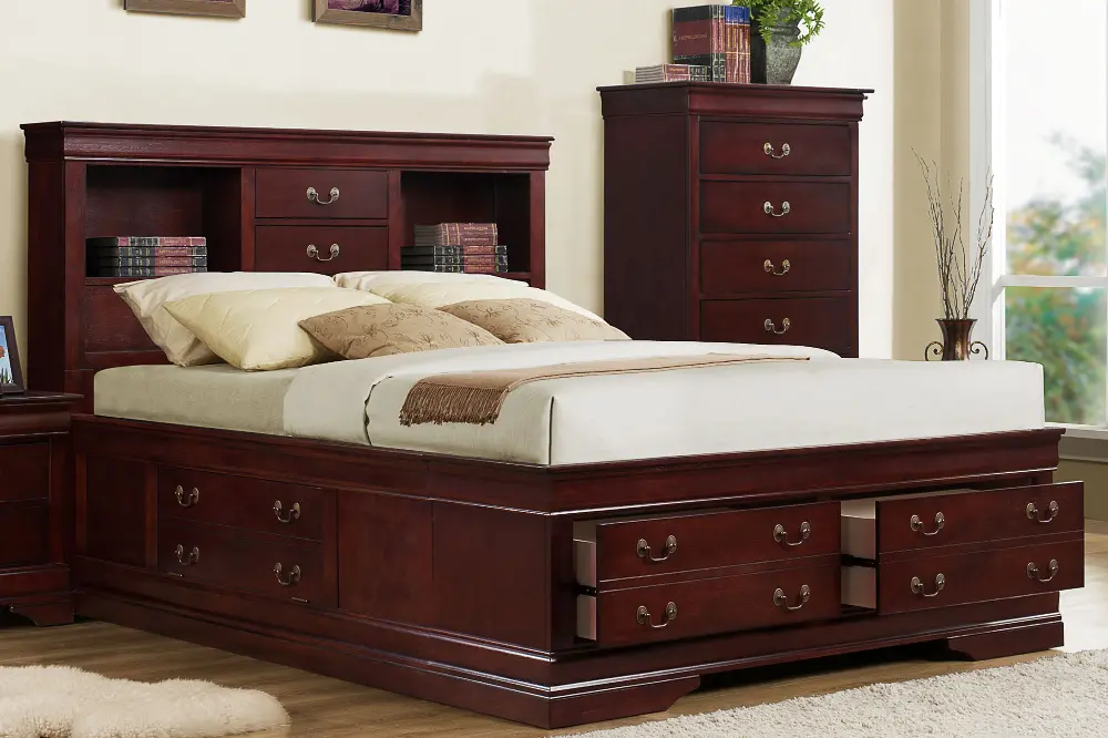Classic Cherry Full Storage Bed - Bordeaux-1