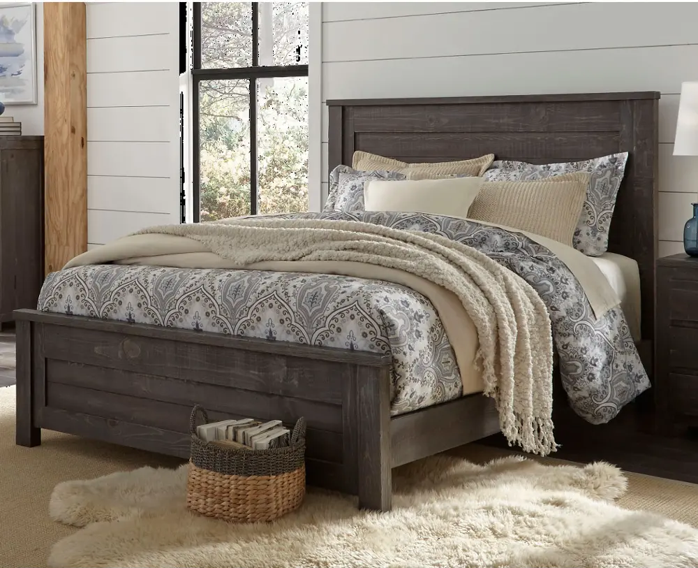 Rustic Charcoal Gray Queen Bed - Wheaton-1