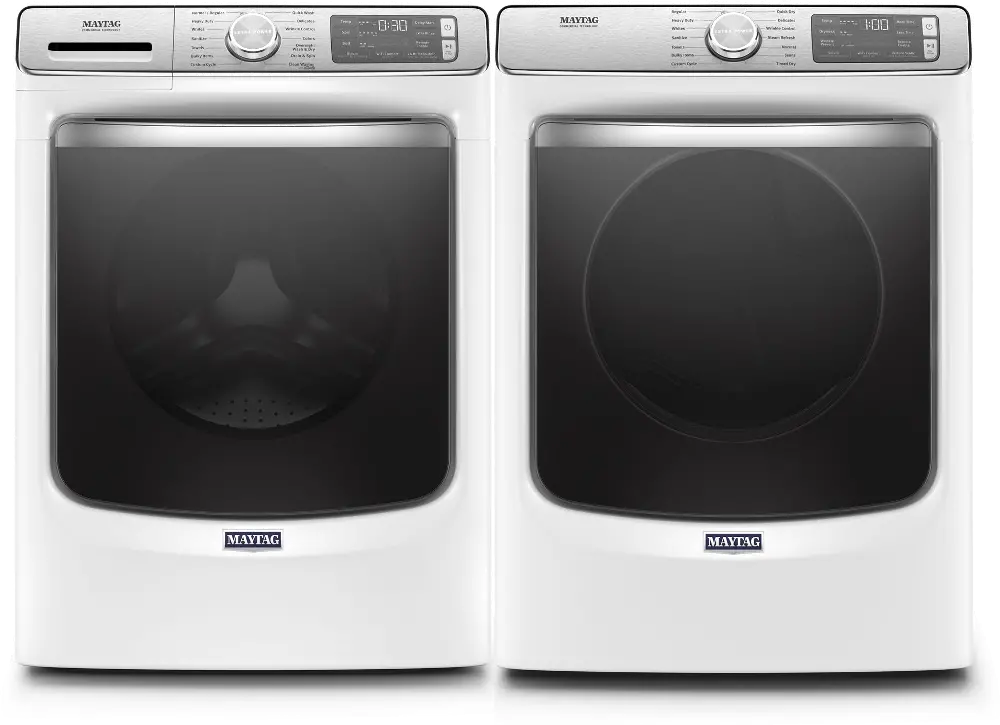 .MAT-8630-W/W-ELE-PR Maytag Smart Laundry Pair with Front Load Washing Machine and Electric Dryer - White-1