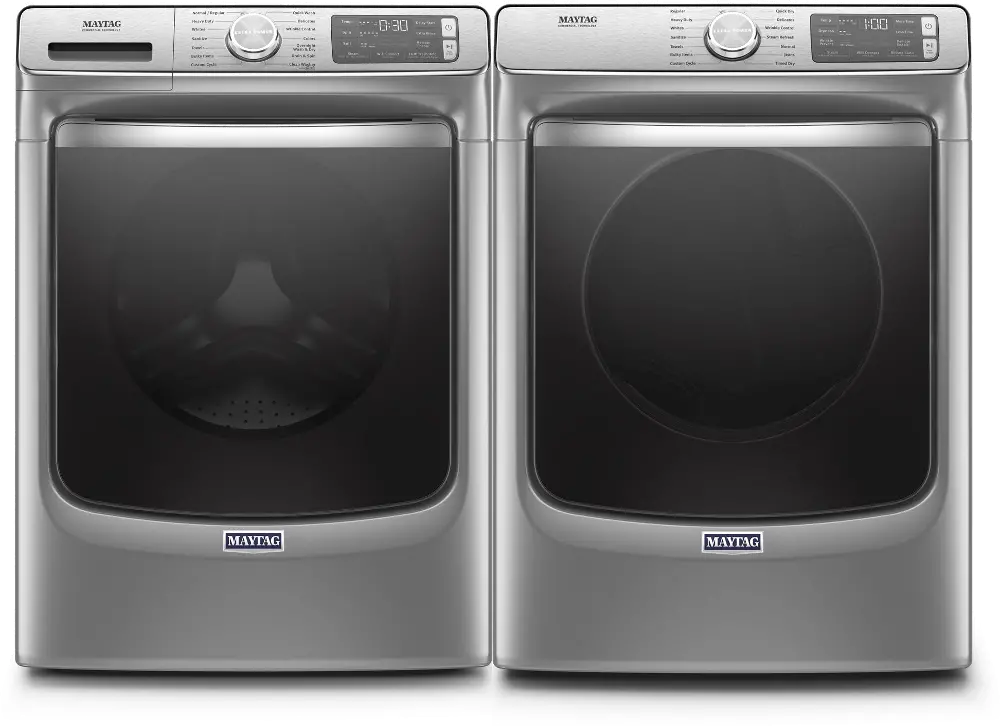 .MAT-8630-CRM-ELE-PR Maytag Laundry Kit with Front Load Washing Machine and Electric Dryer - Chrome-1